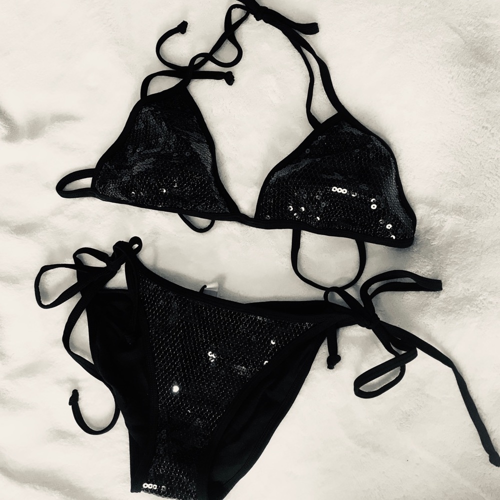 True Religion black sequin bikini